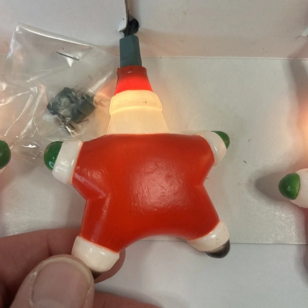 Vintage‎ Star Santa Christmas String Lights Indoor/Outdoor Clear Bulbs 1995